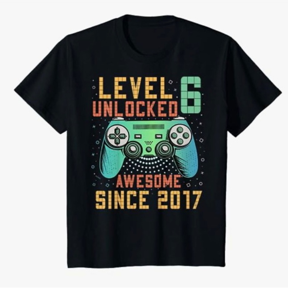 Kids Level 6 Unlocked 6th Birthday 6 Year Old Boy Gifts Gamer T-shirt